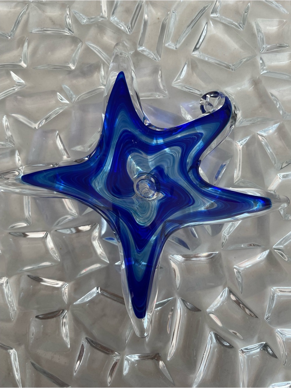 Cobalt Blue Art Glass Star Sculpture